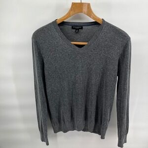 Banana Republic Men's V-Neck Silk Linen Blend Sweater Dark Gray Knit Size L